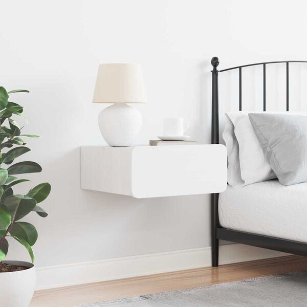 vidaXL N&aacute;ttbor&eth; me&eth; sk&uacute;ffu Hv&iacute;tt 39 x 34 x 16,5 cm Gegnheil fura