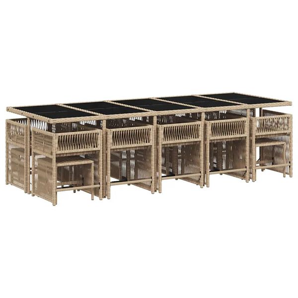 vidaXL 15 Hluta Gar&eth;bor&eth;sett me&eth; Sessum Drapplitu&eth; Blanda P&oacute;l&yacute;rattan