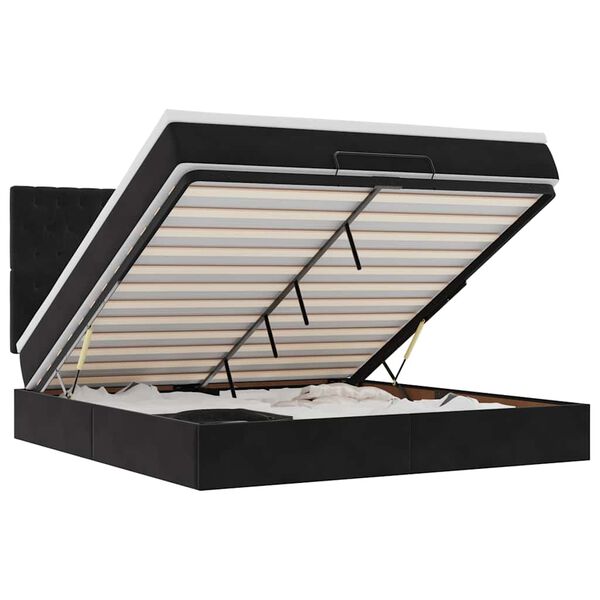 vidaXL Ottoman r&uacute;mgrind me&eth; d&yacute;num Svart 160x200cm flauel