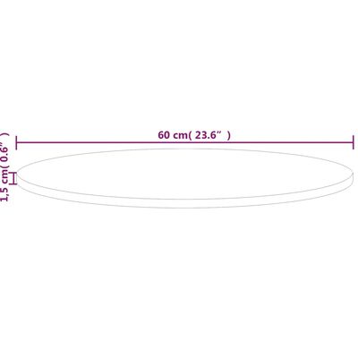 vidaXL Kringlótt Borðplata Ø60x1,5 cm Ómeðhöndluð Gegnheil Eik