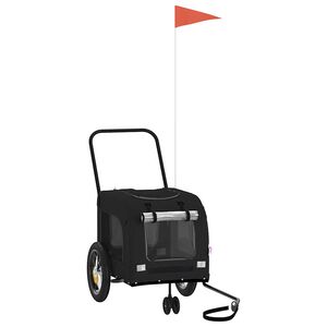 vidaXL Hjólaeftirvagn fyrir gæludýr Svartur 124,5 x 63,5 x 53 cm