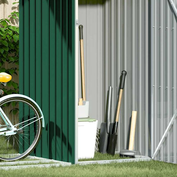 vidaXL Gar&eth;sk&yacute;li fyrir Eldivi&eth; Gr&aelig;nn 245x98x159 cm Galvanisera&eth; St&aacute;l