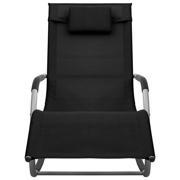 vidaXL Sólbekkur Textilene Svartur og Grár