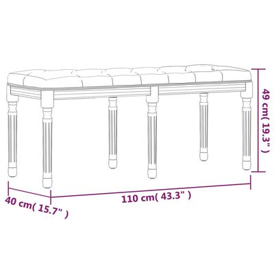 vidaXL Bekkur Dökkgrátt 110x40x49 cm Flauel