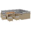 vidaXL Gar&eth;s&oacute;fa sett me&eth; p&uacute;&eth;i 13 pcs Drapplita&eth;ur p&oacute;l&yacute;rattan
