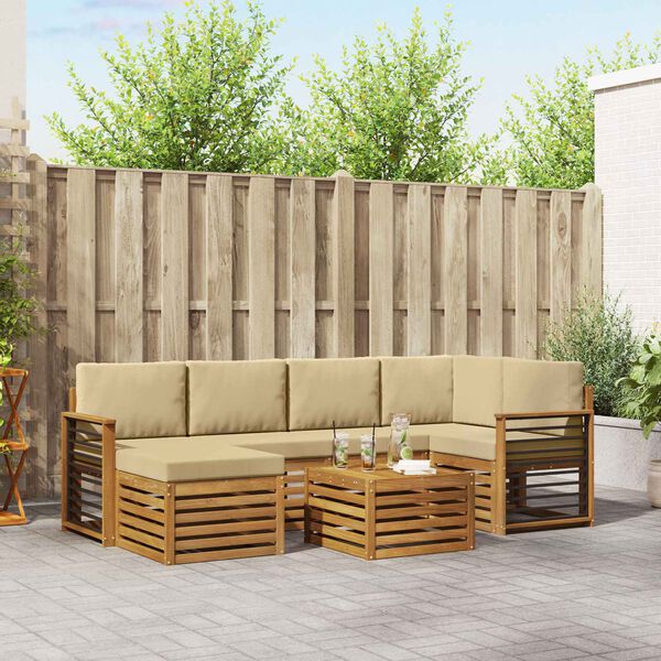 vidaXL Sofav&ouml;ruuppsettning 7 pcs N&aacute;tt&uacute;rulegt og B&eacute;ig Hrein akas&iacute;utr&eacute;