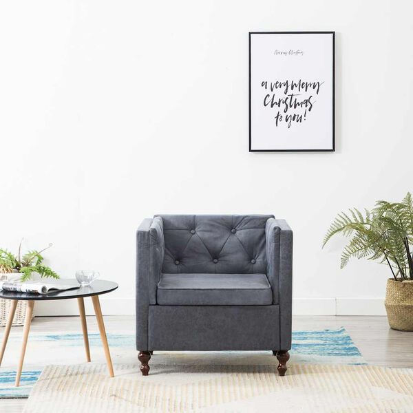 vidaXL Hægindastóll Grár Áklæði