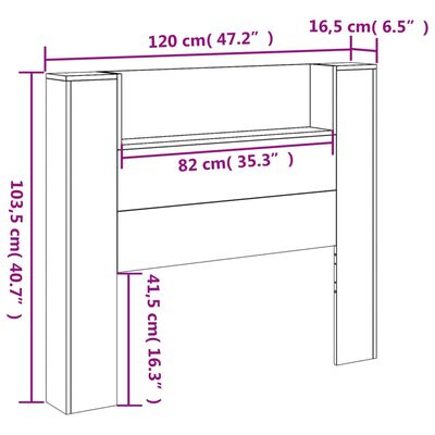 vidaXL Höfðagaflsskápur með LED Hvítur 120x16,5x103,5 cm