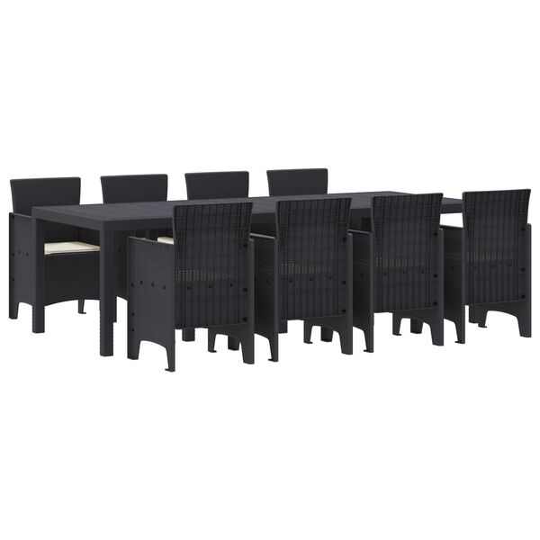 vidaXL Garður borðsett 9 pcs Antrasít Polt rattan