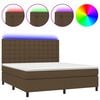 vidaXL H&oacute;lfa&eth; Springr&uacute;m me&eth; D&yacute;nu&LED D&ouml;kkbr&uacute;nn 180x200cm Tauefni