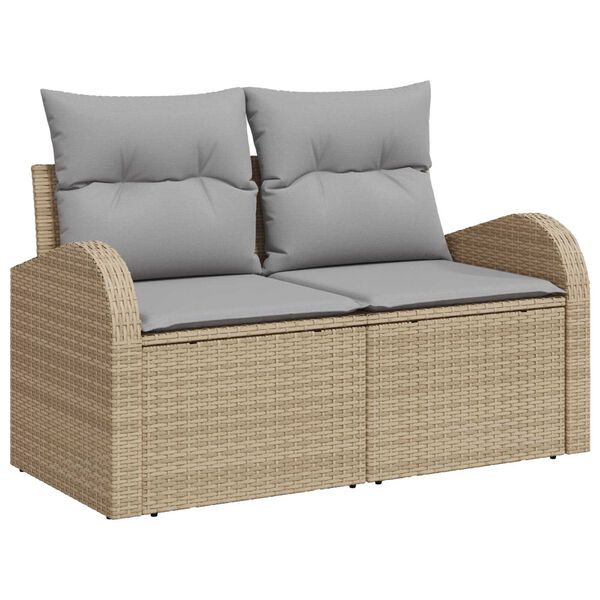 vidaXL Gar&eth;s&oacute;fa sett me&eth; p&uacute;&eth;i me&eth; kodda 7 pcs Drapplita&eth;ur Poly Rattan