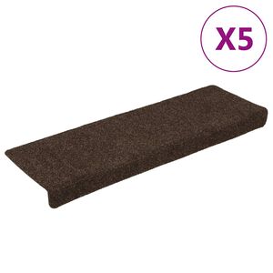 vidaXL Stigamottur sj&aacute;lfl&iacute;mandi 15 stk 65x21x4 cm br&uacute;nar r&eacute;tthyrndar br&uacute;nir