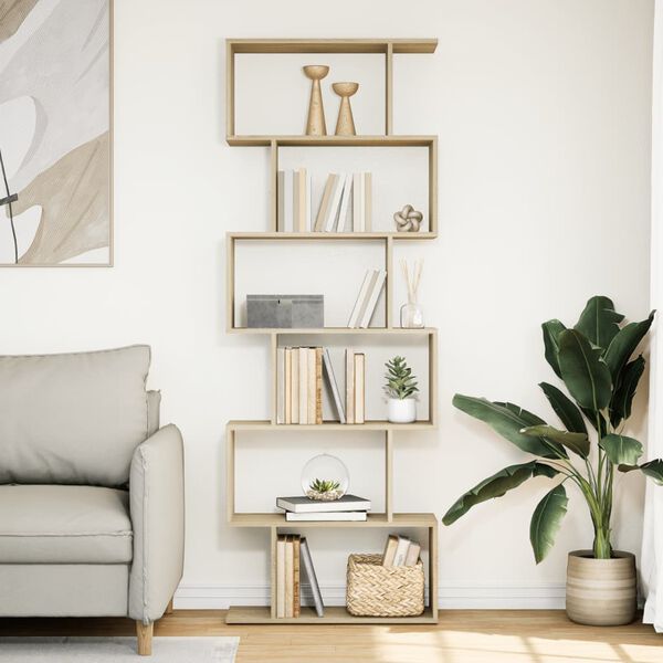 vidaXL Skilrúm og Bókahilla 6-hæða Eik 70x24x193cm Samsettur Viður