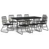 vidaXL 9 Parta Gar&eth;bor&eth;stofusett Svart PVC Rattan