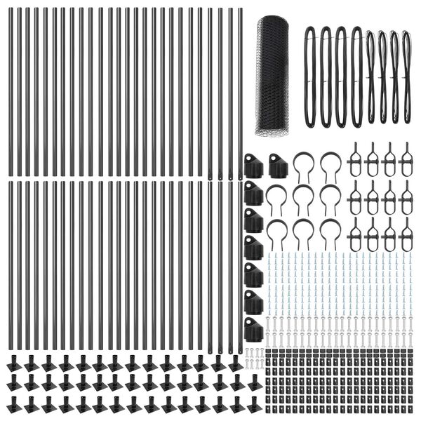 vidaXL Gir&eth;ingarp&oacute;stur Gr&aacute;r 100 x 1 m (25 mm net) St&aacute;l og PVC