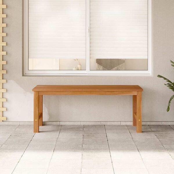 vidaXL Garðbekkur 114 cm Gegnheill Tekkviður