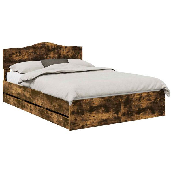 vidaXL Ramsv&iacute;k me&eth; sk&uacute;ffu Rau&eth;-eik 140 x 200 cm Verkfr&aelig;&eth;ilegt tr&eacute;