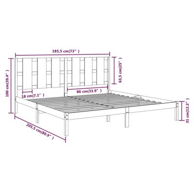 vidaXL Rúmgrind Svört Gegnheill Viður 180x200 cm Super King