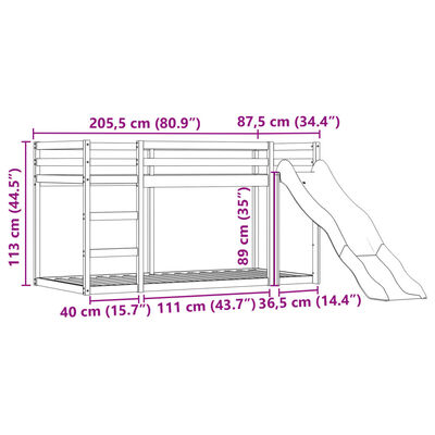 vidaXL Koja án Dýnu með Rennibraut og Gardínum Blá 80x200 cm