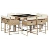 vidaXL 9 Hluta Gar&eth;bor&eth;sett me&eth; Sessum Drappa&eth; P&oacute;l&yacute;rattan