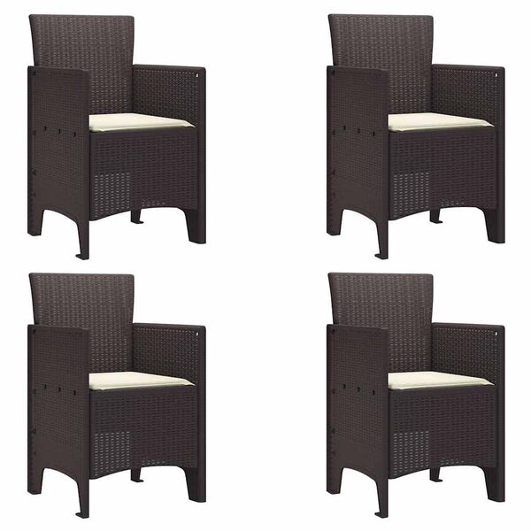 vidaXL Gar&eth;st&oacute;ll me&eth; p&uacute;&eth;i 4 pcs Br&uacute;nn 53 x 49 x 85 cm P&oacute;l&yacute;pr&oacute;p&yacute;len