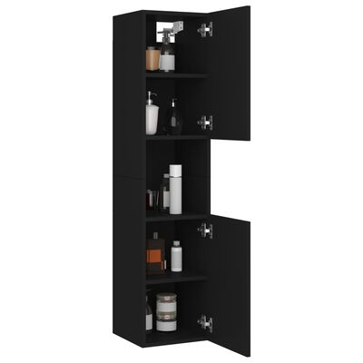 804998 vidaXL Bathroom Cabinet Black 30x30x130 cm Chipboard