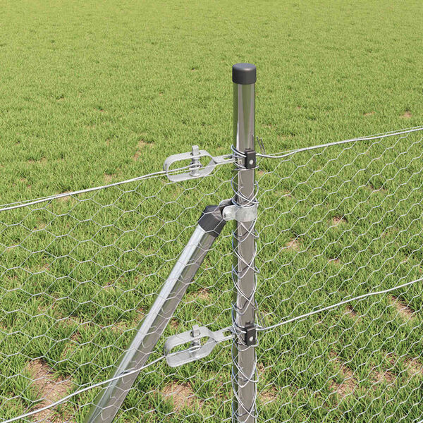 vidaXL Girðingarpóstur Silfur 10 x 0,5 m (25 mm net) Stál