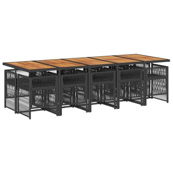 vidaXL 11 Parta Gar&eth;bor&eth;stofusett me&eth; Sessum Svart P&oacute;l&yacute;rattan