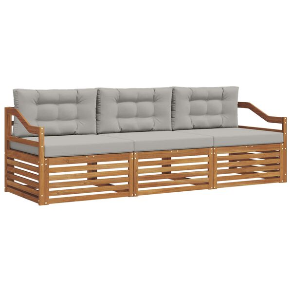 vidaXL &Uacute;ti s&oacute;fasett me&eth; p&uacute;&eth;i 3 pcs N&aacute;tt&uacute;rulegt og Lj&oacute;st Gr&aacute;tt