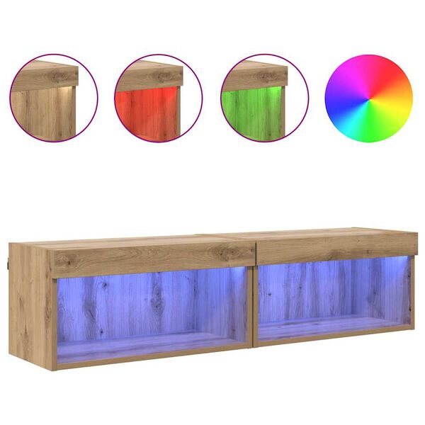 vidaXL Sj&oacute;nvarpssk&aacute;pasett me&eth; led Artisan Eik Samsettur vi&eth;ur