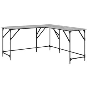 vidaXL Skrifbor&eth; Gr&aacute;tt Sonoma Eik 149x149x75 cm Samsettur Vi&eth;ur