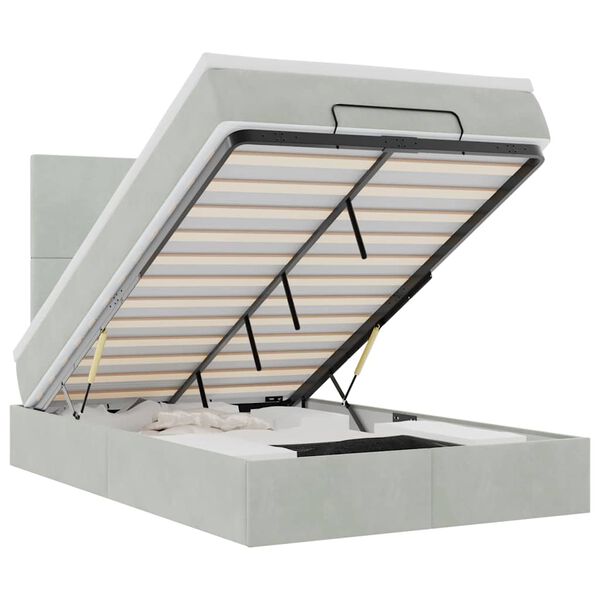 vidaXL Ottoman r&uacute;mgrind me&eth; d&yacute;num Lj&oacute;sgr&aacute;r 120x190cm Flauel