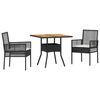 vidaXL Gar&eth;ur bor&eth;sett 3 pcs Svartur p&oacute;l&yacute;rattan