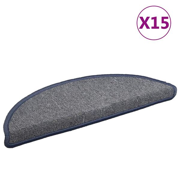 vidaXL Stigamottur 15 stk 56x17x3 cm lj&oacute;sgr&aacute;r og bl&aacute;r h&aacute;lfhringlaga
