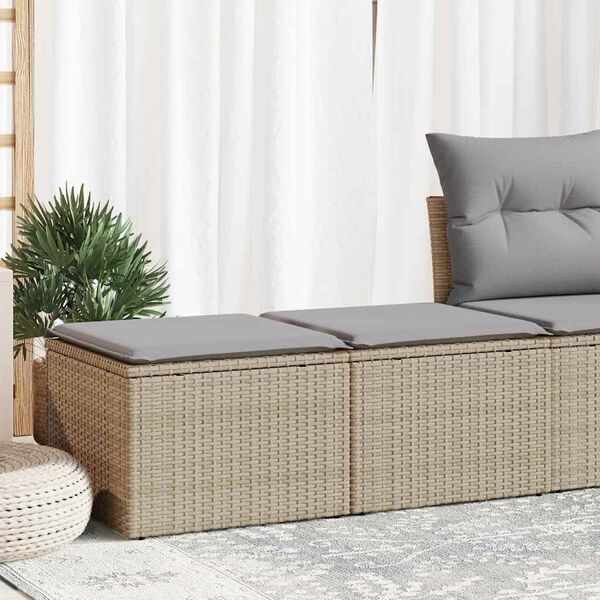 vidaXL 2 stykki gar&eth;s&oacute;fasett me&eth; p&uacute;&eth;um Beige Poly Rattan Acacia