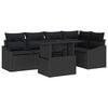 vidaXL Gar&eth;s&oacute;fa sett me&eth; p&uacute;&eth;i me&eth; geymslu 6 pcs Svartur p&oacute;l&yacute;rattan