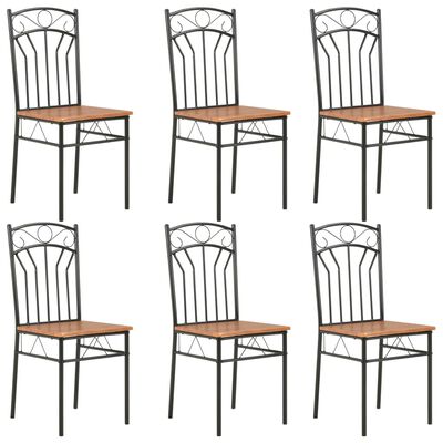 281397 vidaXL Dining Chairs 6 pcs Brown MDF