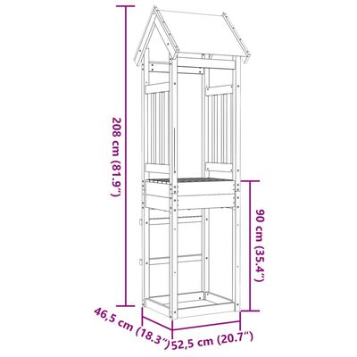 vidaXL Leikturn 52,5x46,5x208 cm Gegnheil Fura