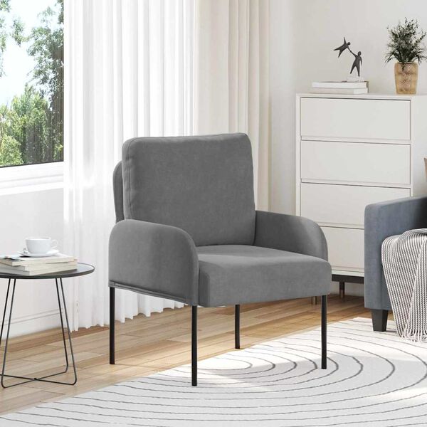 vidaXL S&oacute;far me&eth; p&uacute;&eth;i 55cm D&ouml;kk gr&aacute; Krossvi&eth;ur