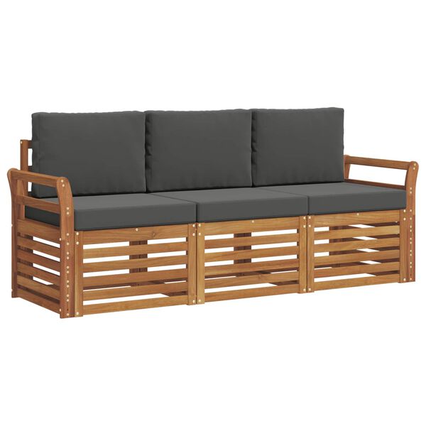 vidaXL S&oacute;fasett me&eth; p&uacute;&eth;i 3 pcs N&aacute;tt&uacute;rulegt og Antrac&iacute;t Hrein akas&iacute;utr&eacute;