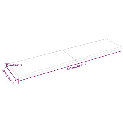 vidaXL Baðherbergisborðplata Brúnn 120x30x(2-4)cm Meðhöndlaður Viður