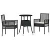 vidaXL Gar&eth;ur bor&eth;sett 3 pcs Svartur p&oacute;l&yacute;rattan