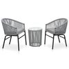 vidaXL 3 Hluta Bistro me&eth; Sessum P&oacute;l&yacute;rattan Reykgr&aacute;tt
