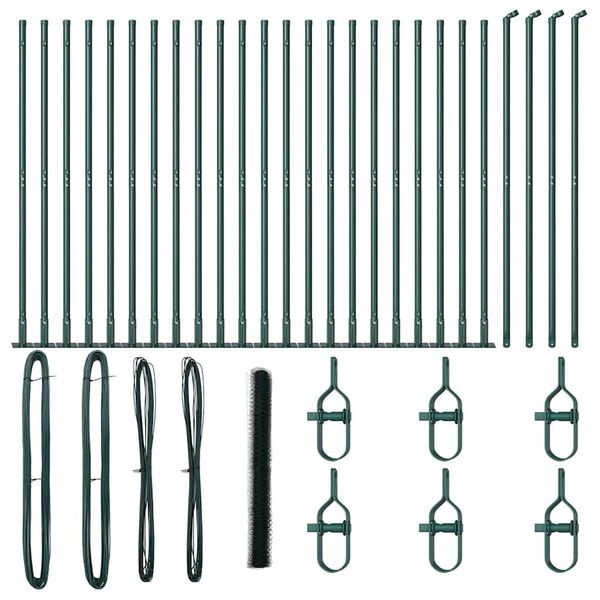 vidaXL Gir&eth;ingarp&oacute;stur Gr&aelig;nn 50 x 1,5 m (36 mm net) St&aacute;l og PVC