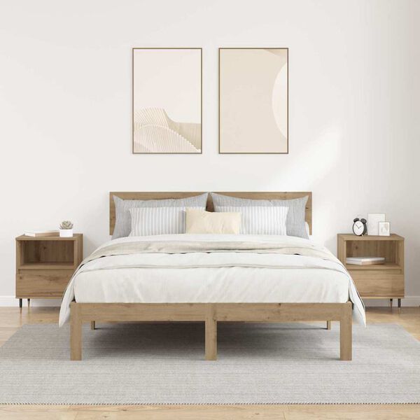 vidaXL Noat&ouml;flu sk&aacute;pur me&eth; sk&uacute;ffu 2 pcs Artisan Eik 40 x 35 x 50 cm