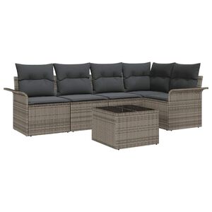 vidaXL Gar&eth;s&oacute;fa sett me&eth; p&uacute;&eth;i 6 pcs p&oacute;l&yacute;rattan