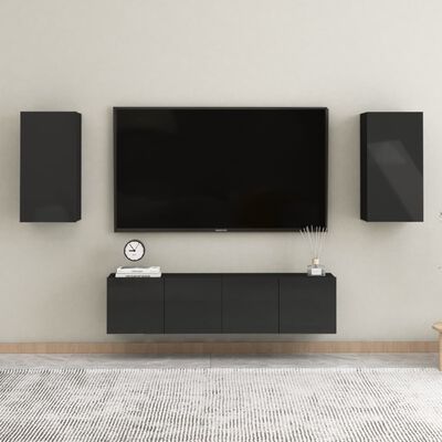 803340 vidaXL TV Cabinet High Gloss Black 30,5x30x60 cm Chipboard