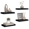 vidaXL Vegghengdar Hillur 4 stk. Svartar 40x23x3,8 cm MDF