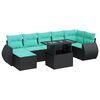 vidaXL 8 stykki gar&eth;s&oacute;fasett me&eth; p&uacute;&eth;um Black Poly Rattan Acacia
