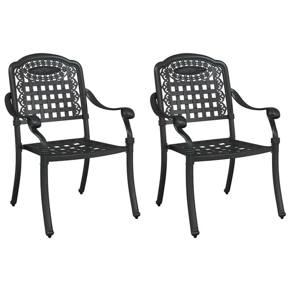 vidaXL Garðstóll 2 pcs Svartur 55 x 56.5 x 91cm Ál